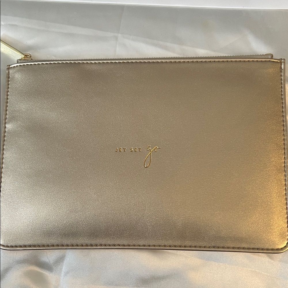 Katie Loxton Jet Set Go Metallic Gold Perfect Pouch - NWT